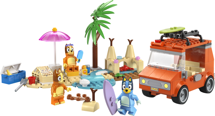Bluey's autorit naar het strand