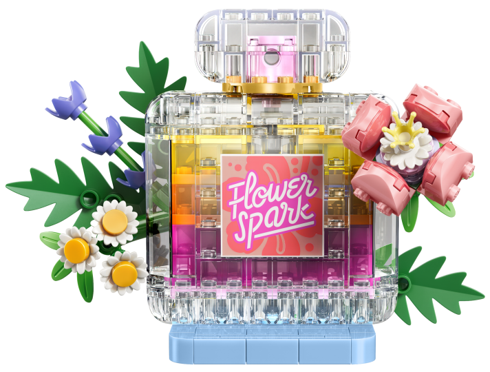 Parfumfles met bloemen