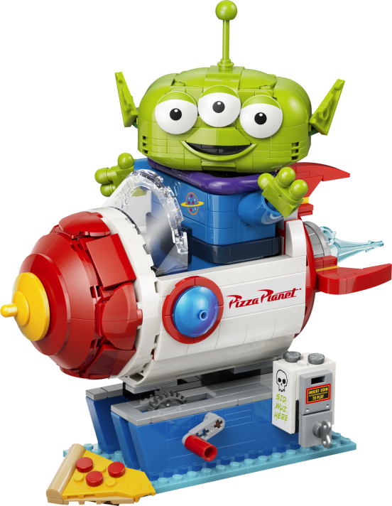 Alien met Pizza Planet raket